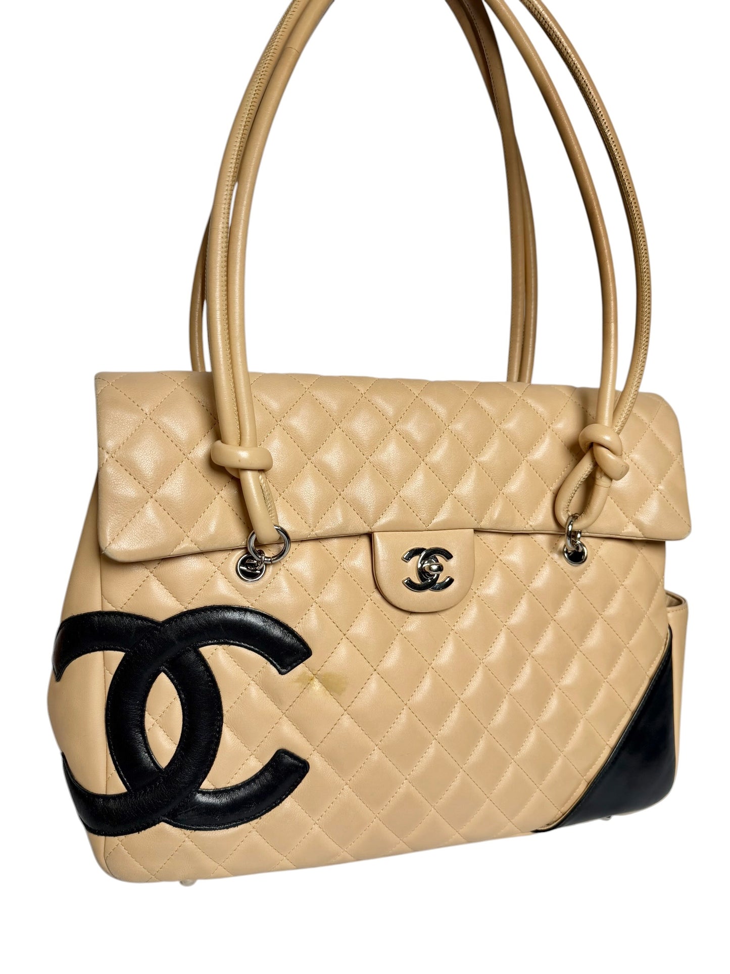 Chanel Cambon Ligne Large Beige Black Flap Tote