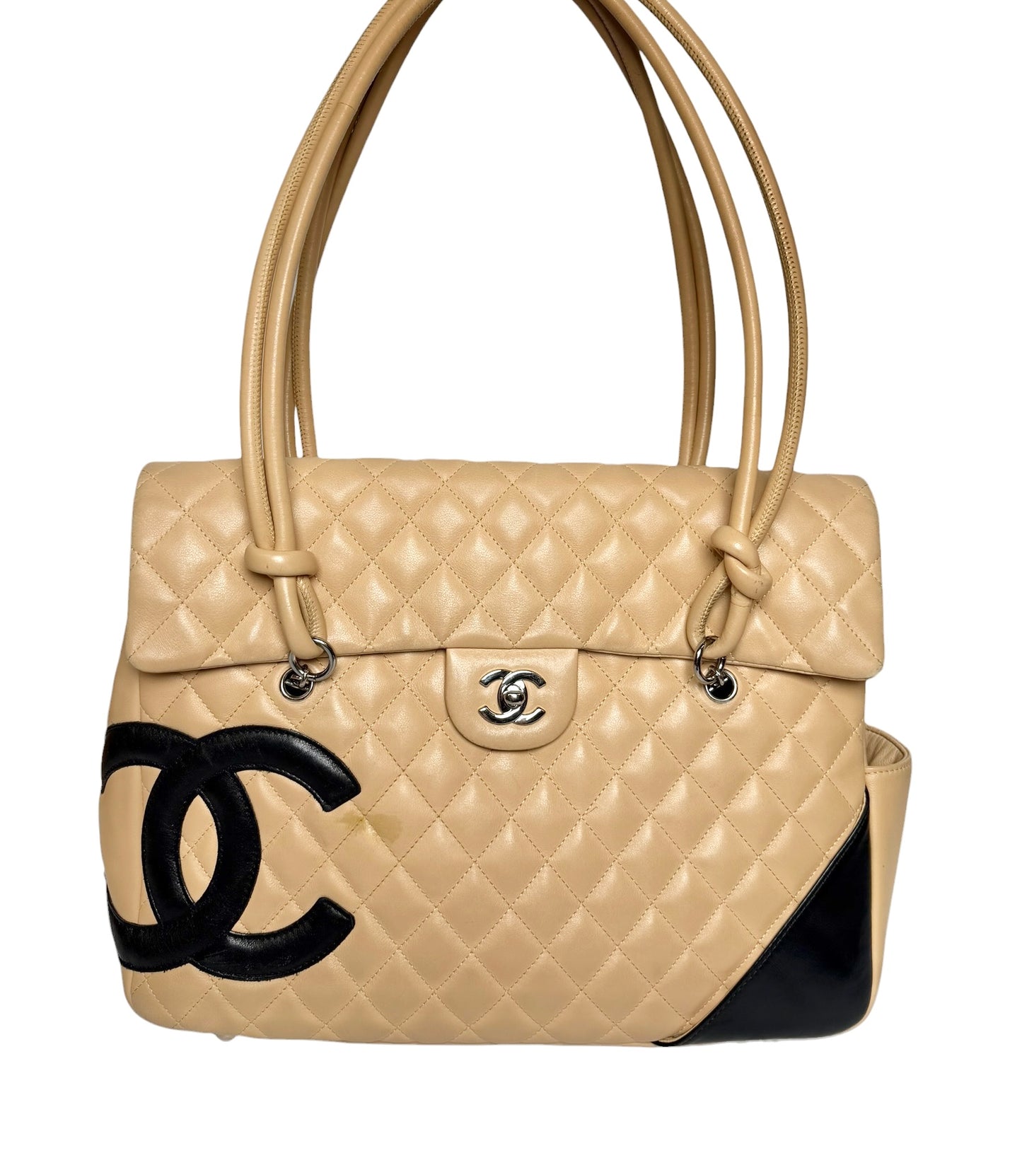 Chanel Cambon Ligne Large Beige Black Flap Tote