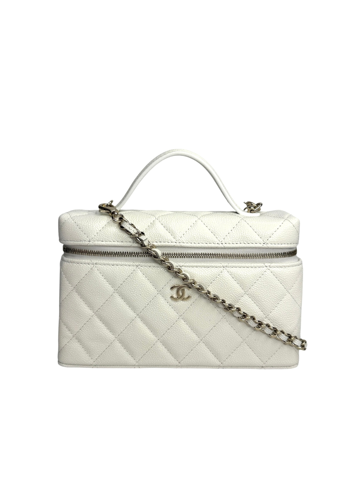 Chanel White Caviar Slim Vanity T9143