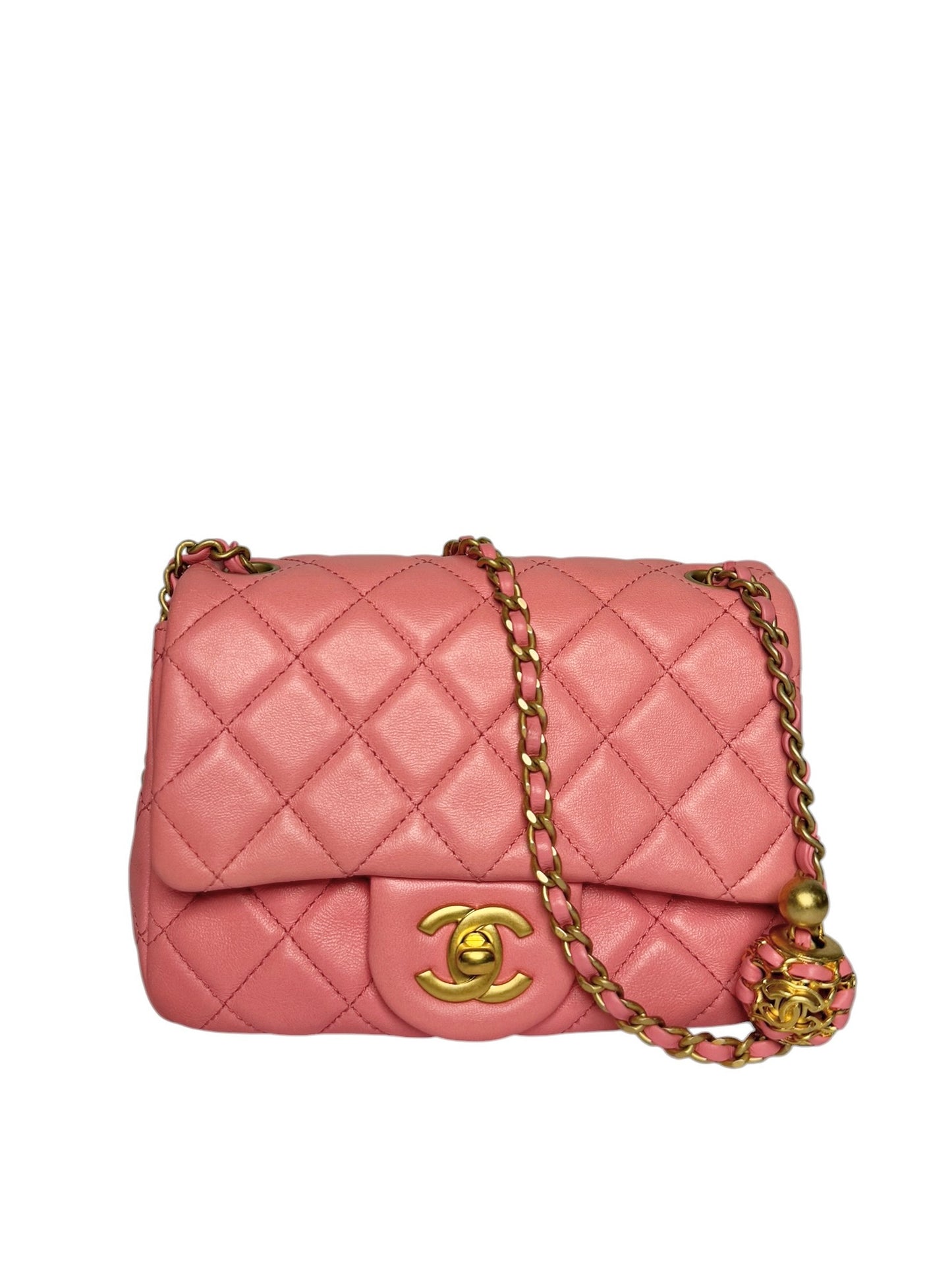 Chanel Pearl Crush Square Lambskin Flap Mini Pink