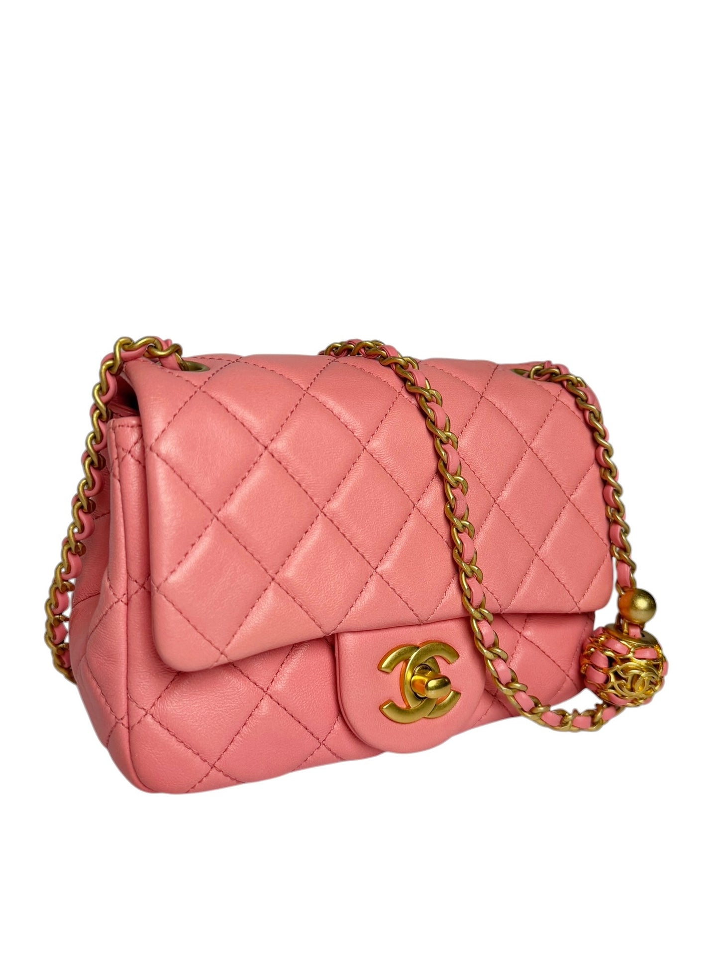 Chanel Pearl Crush Square Lambskin Flap Mini Pink