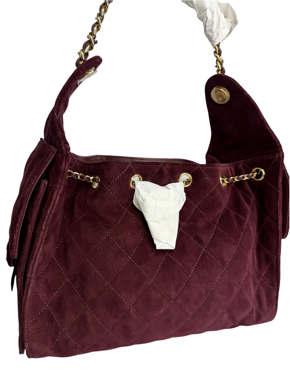 Chanel Small Burgundy Suede 25 T9144