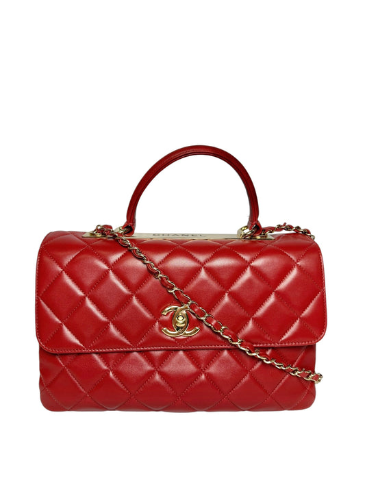 Chanel Medium Red Trendy Lambskin Top Handle GHW T7871