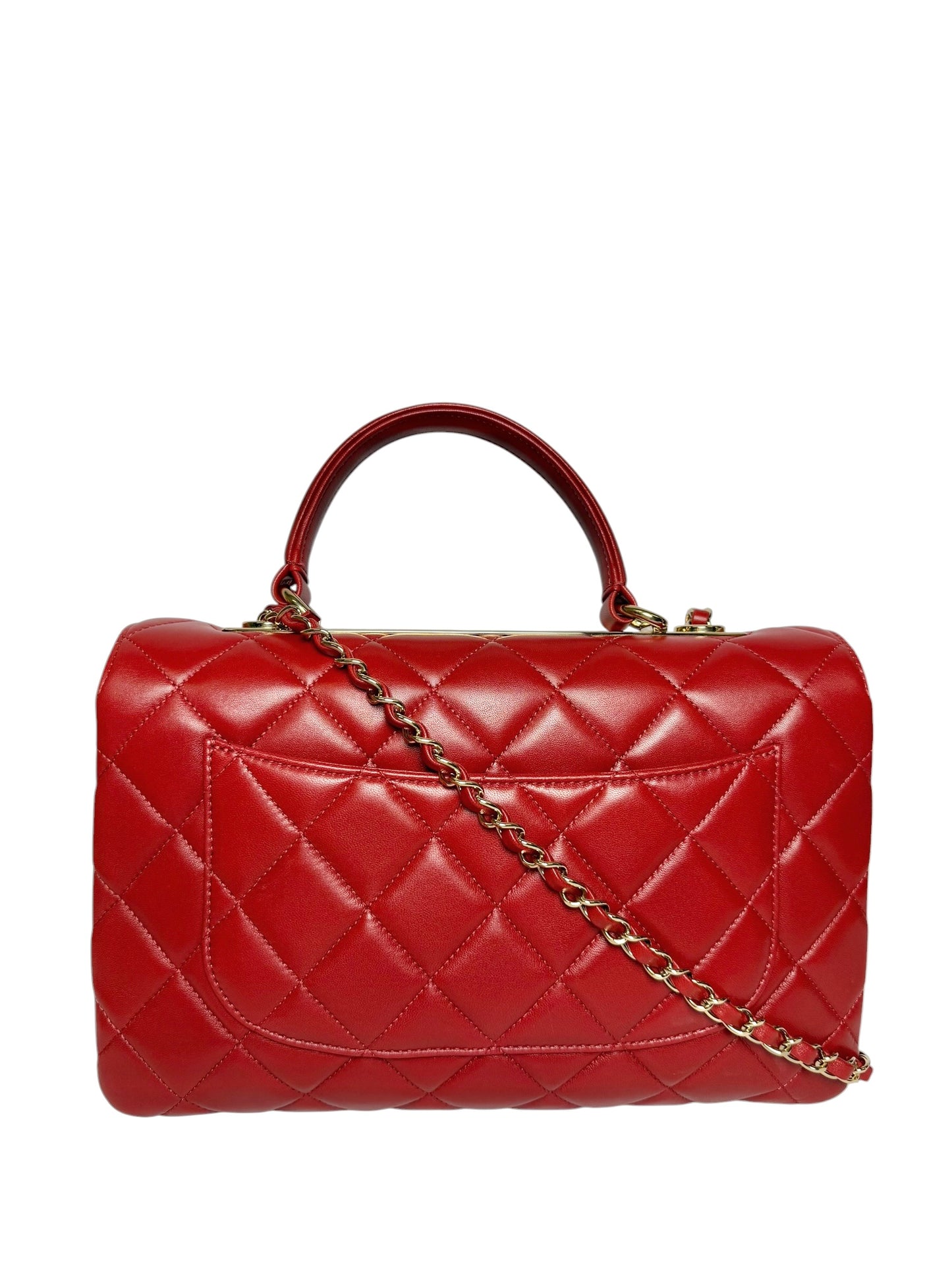 Chanel Medium Red Trendy Lambskin Top Handle GHW
