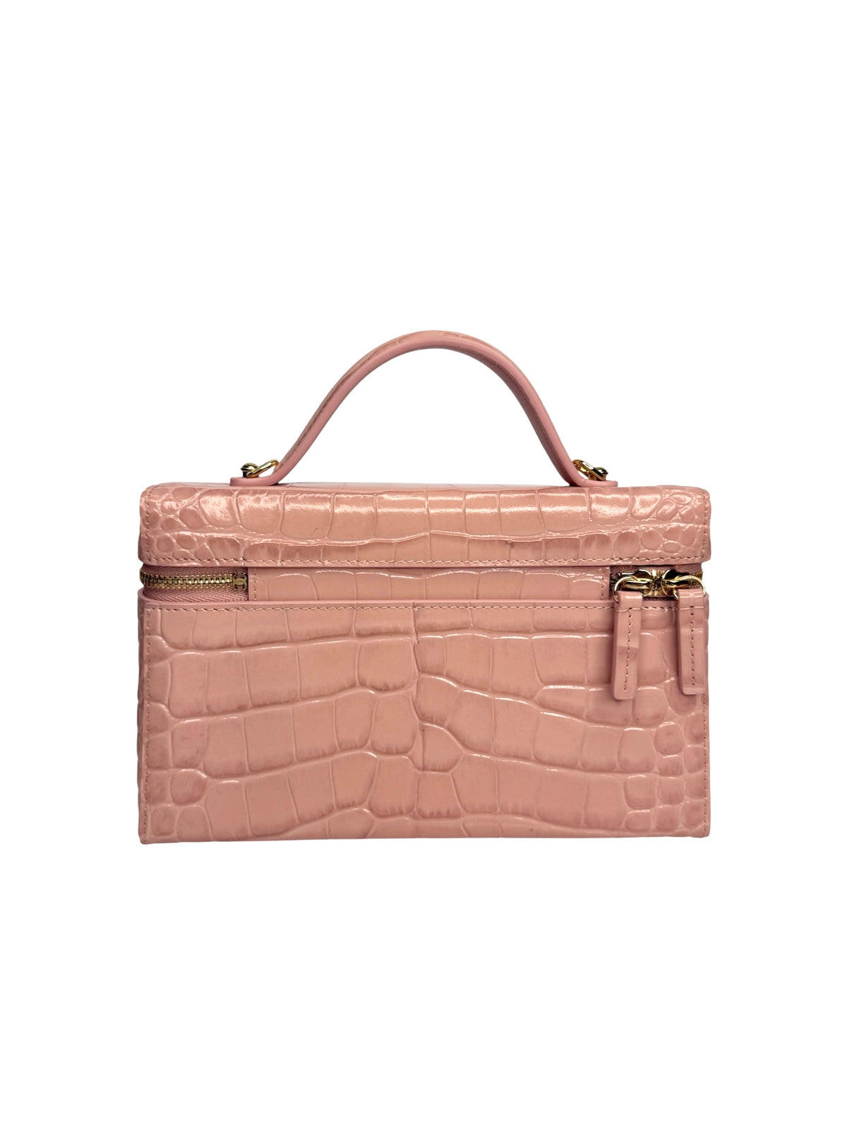 Chanel Pink Crocodile Embossed Top Handle Slim Vanity T9141