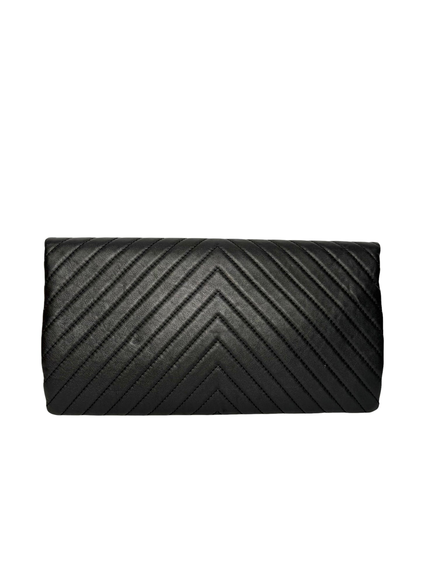 Chanel Black Chevron Fold-over Clutch