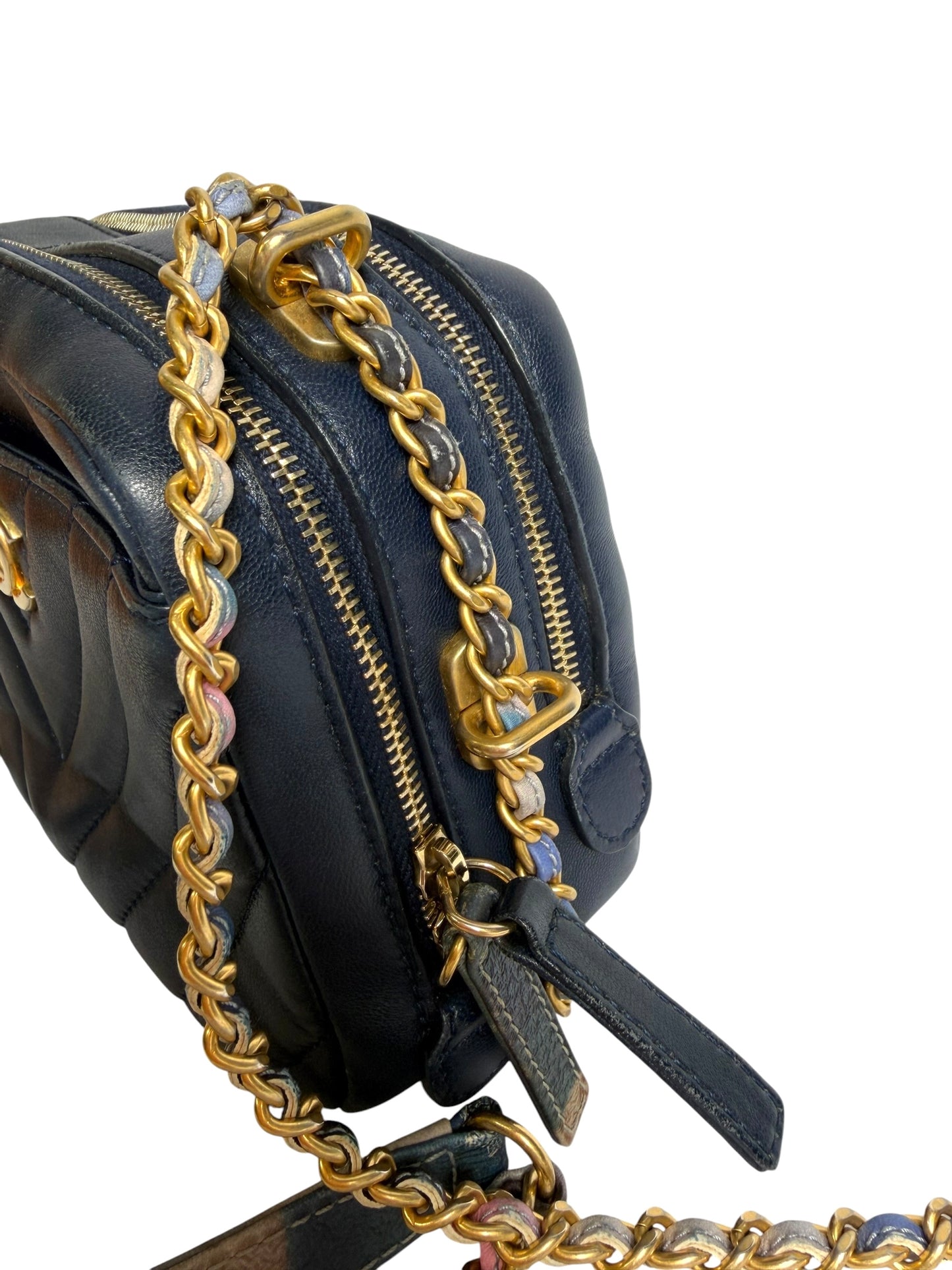 Chanel Black Lambskin Chevron Crossbody Camera Bag