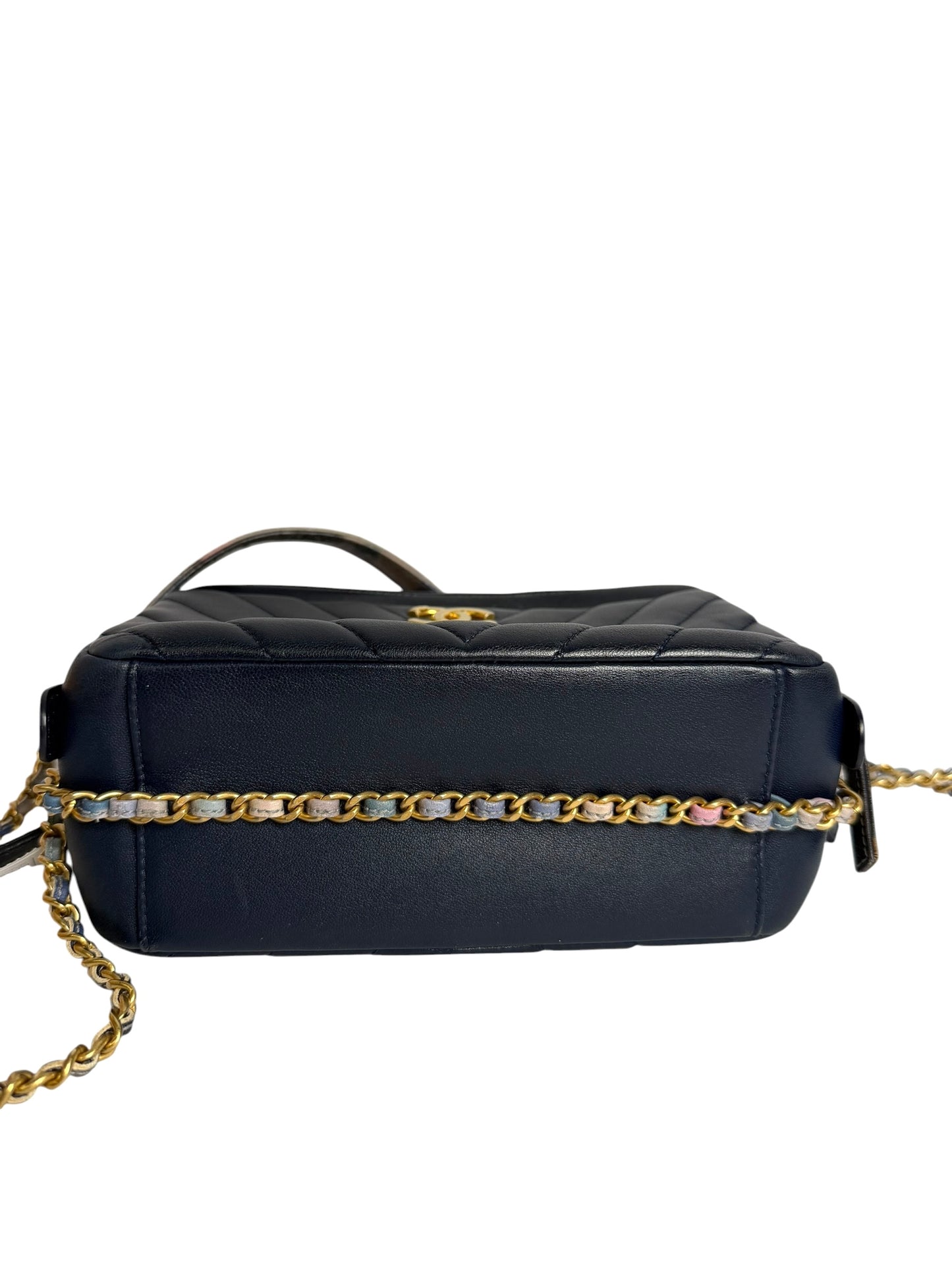 Chanel Black Lambskin Chevron Crossbody Camera Bag