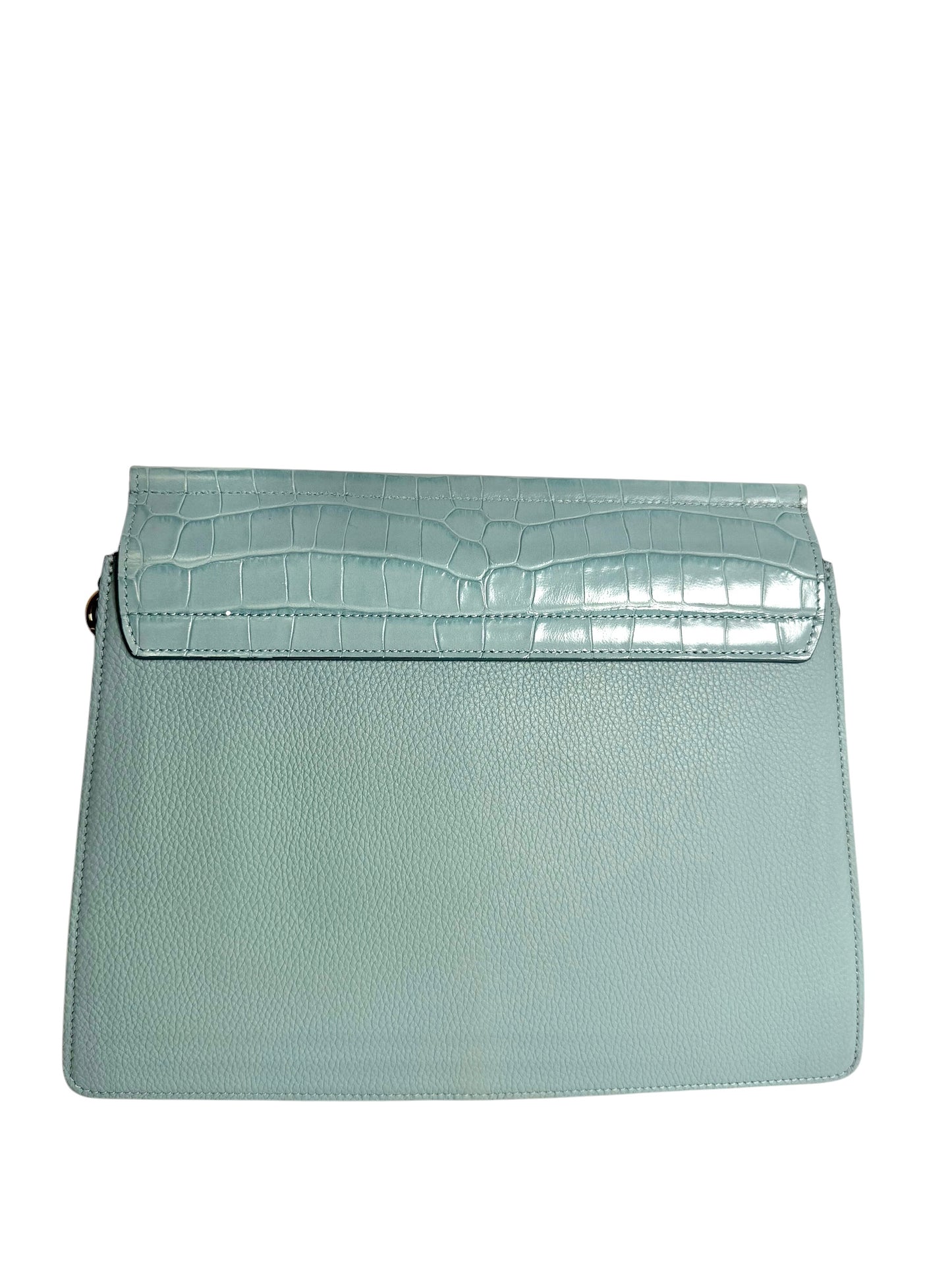 Chloe Faye Medium Blue Croc Embossed Bag