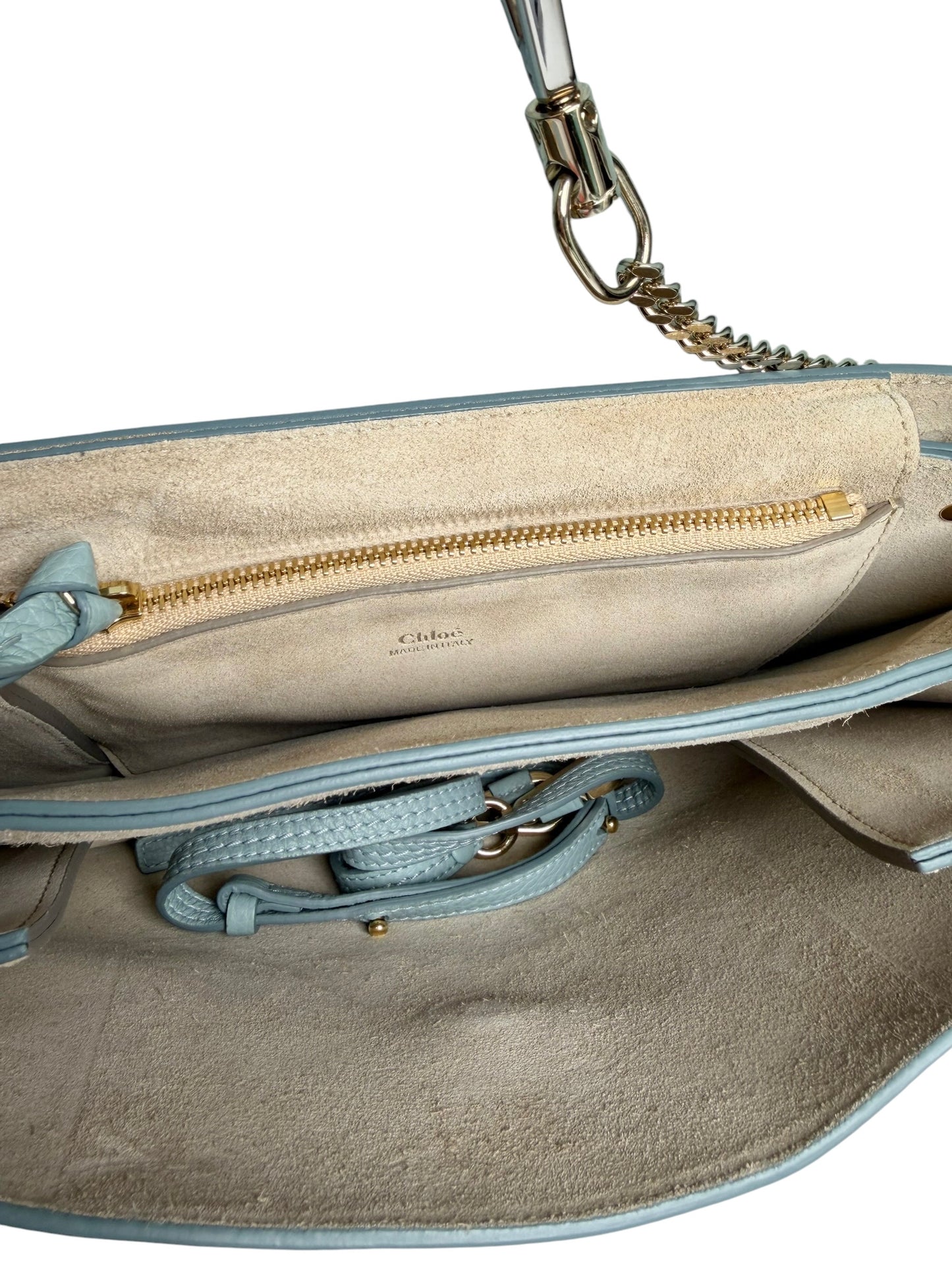 Chloe Faye Medium Blue Croc Embossed Bag