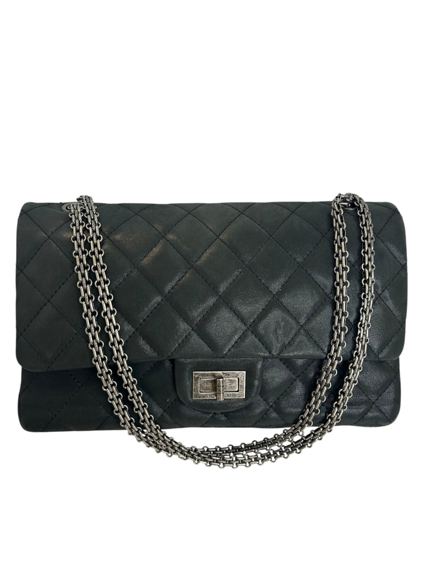 Chanel Black Iridescent Jumbo 227 Reissue T8577