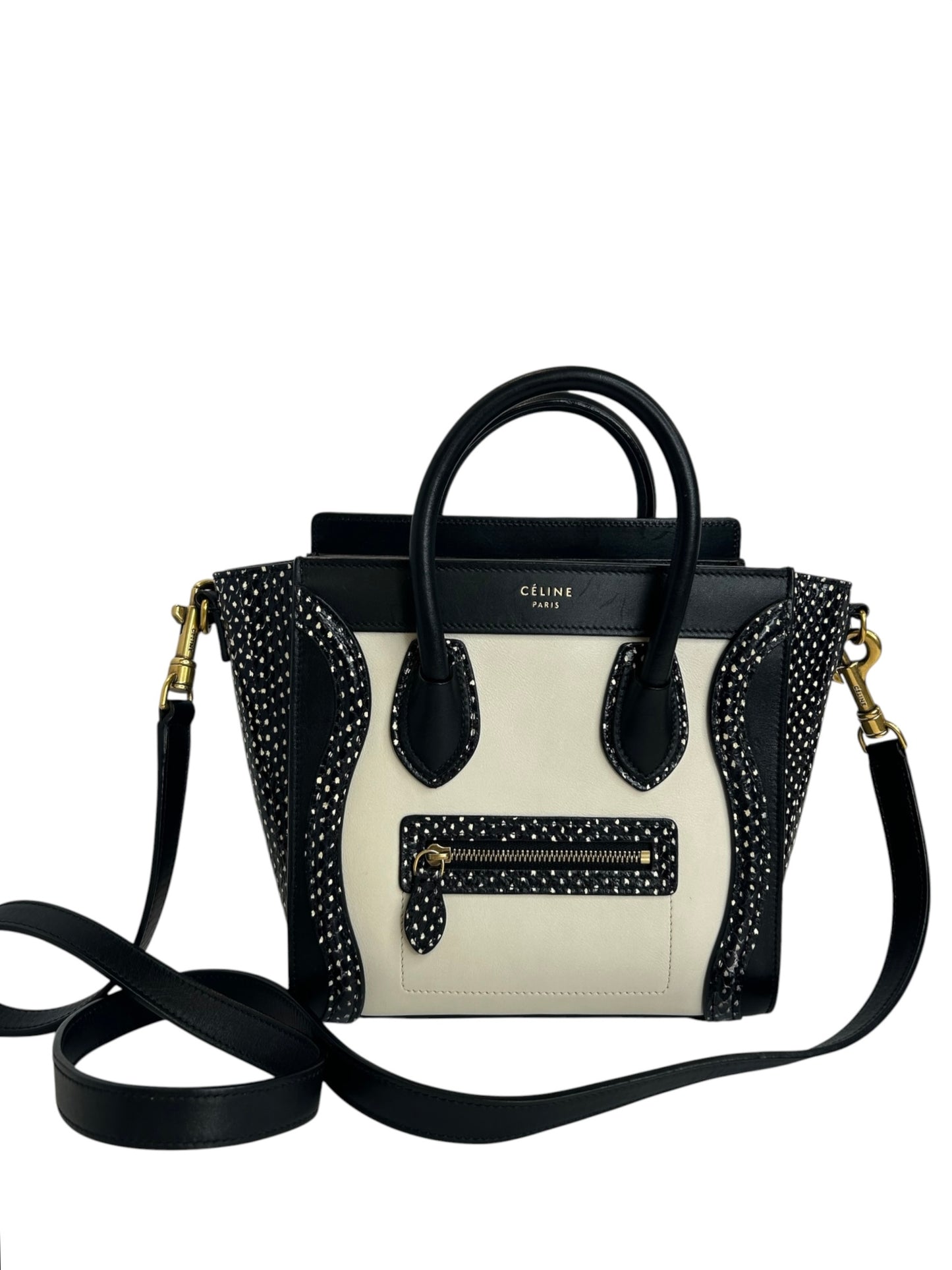 Celine Polka Dot Snakeskin Nano Luggage T8510