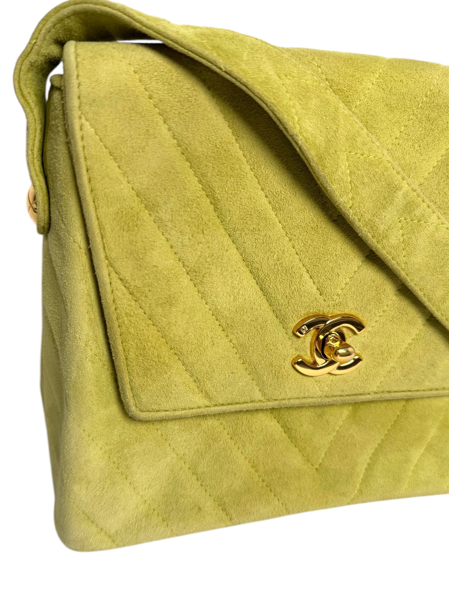 Chanel Vintage Green Suede Crossbody