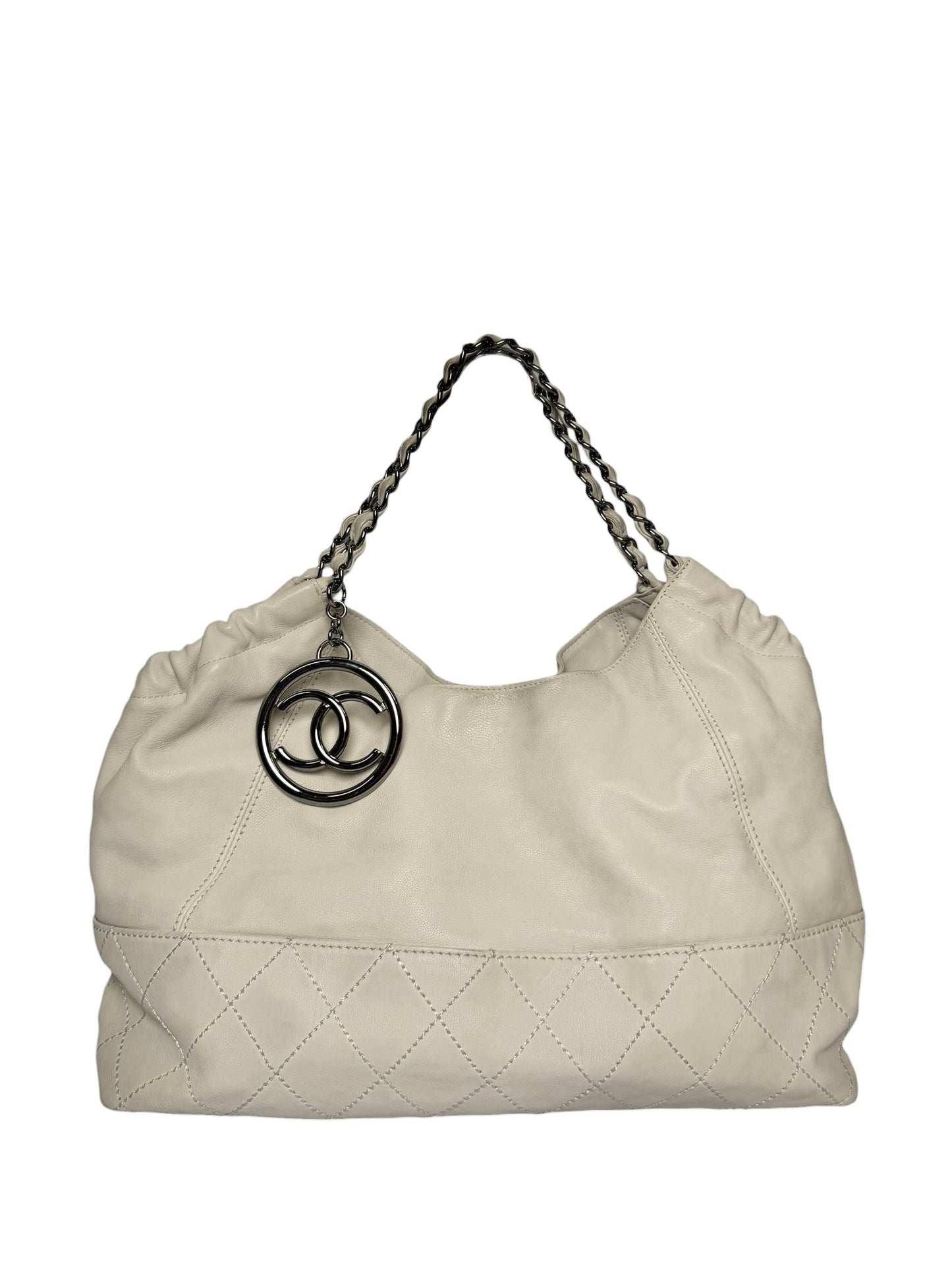 Chanel Coco Cabas Off White Leather Tote SHW