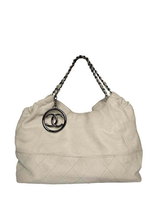 Chanel Coco Cabas Off White Leather Tote SHW T8182
