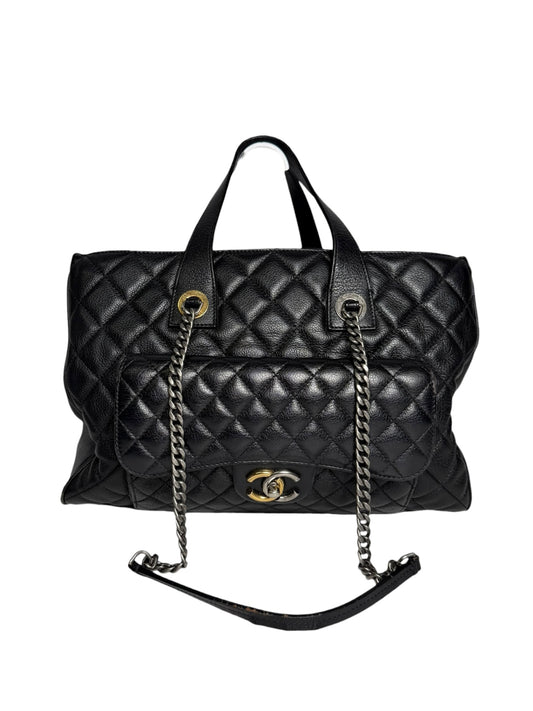 Chanel Black Calfskin Large Bimetal Casual Pocket Tote T6235