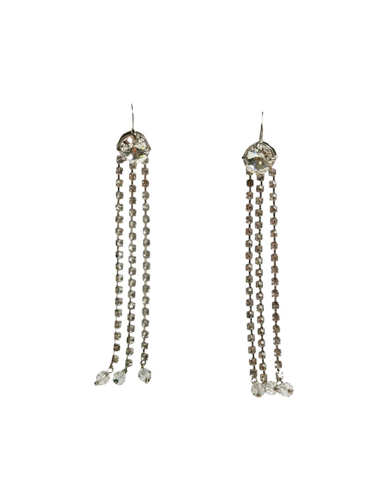 Miu Miu Crystal Fringe Drop Earrings Silver T4747